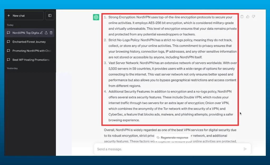 Giving Command to ChatGPT For NordVPN